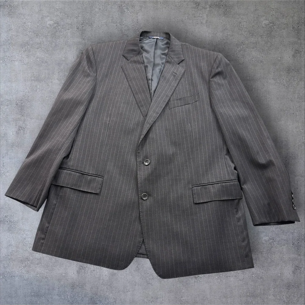 Brooks Brothers 1818 Regent Blazer Mens 48R Grey Pinstripe Wool Estrato USA